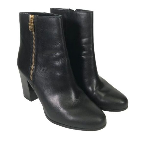 Michael Kors Black Ankle Boots with Gold Zipper - Picture 4 of 16